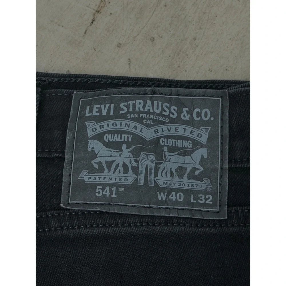 Levi's 541 Athletic Fit Jeans Mens W40 L32 Black Straight Leg Denim 0094